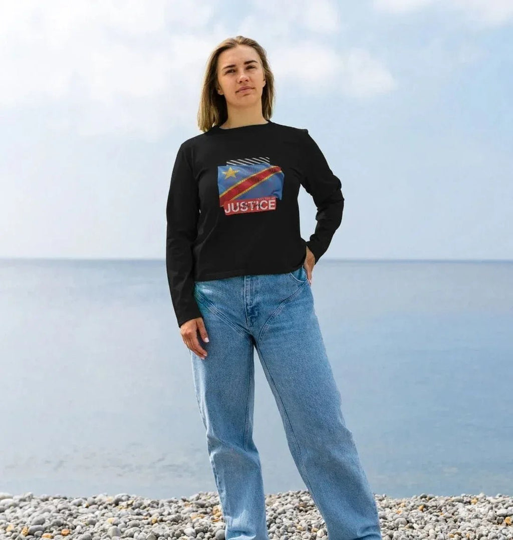 Justice for Congo Woman's Heavyweight Long Sleeve T-Shirt - Livity Tree Art