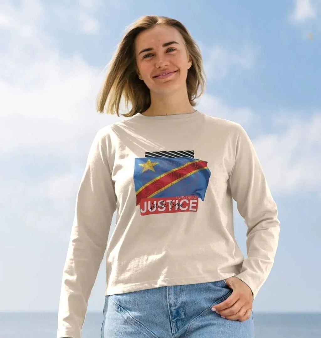 Justice for Congo Woman's Heavyweight Long Sleeve T-Shirt - Livity Tree Art