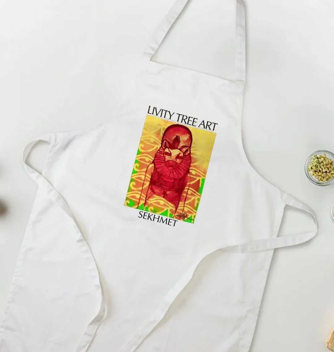 Rastafari Sekhmet Organic Cotton Apron - Livity Tree Art
