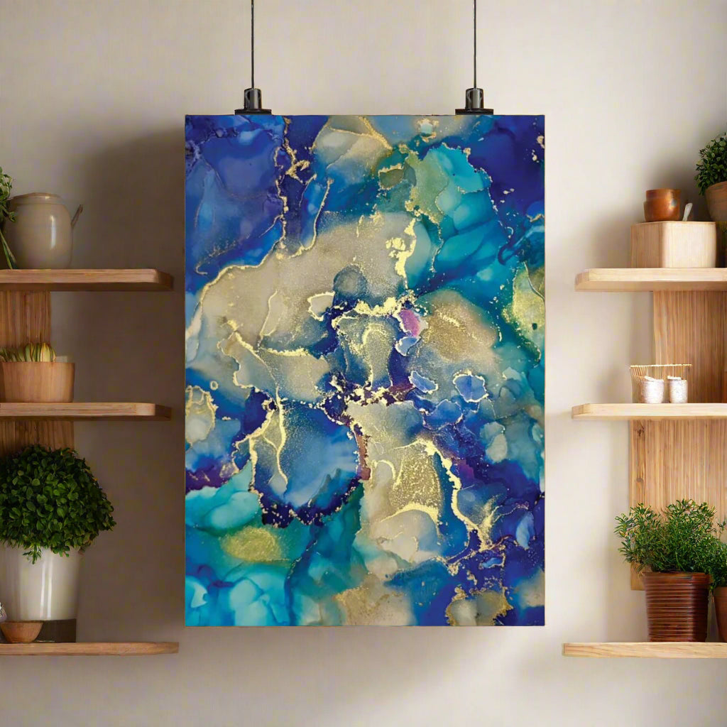 Gold Embossed Alcohol Ink Portrait, by Kizzie Suriel | Museum Quality Poster Print | Vegan Ink | Tree of Life Art - Tree of Life Art