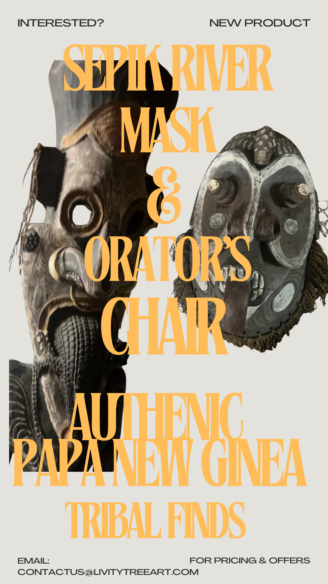 Sepik River Region Mask and Orator’s Stool (contactus@livitytreeart.com for details)