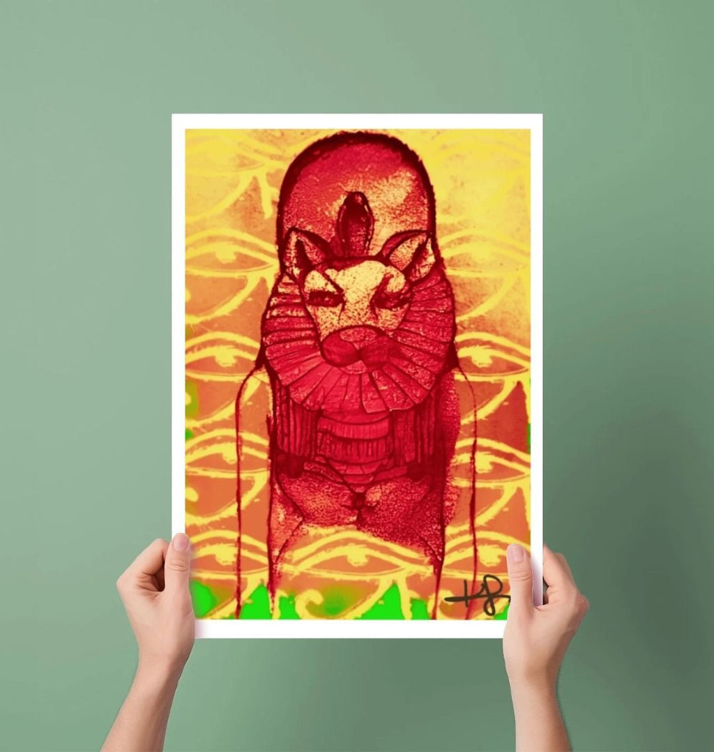Rastafari Sekhmet Lion Goddess Portrait Art Print - Livity Tree Art