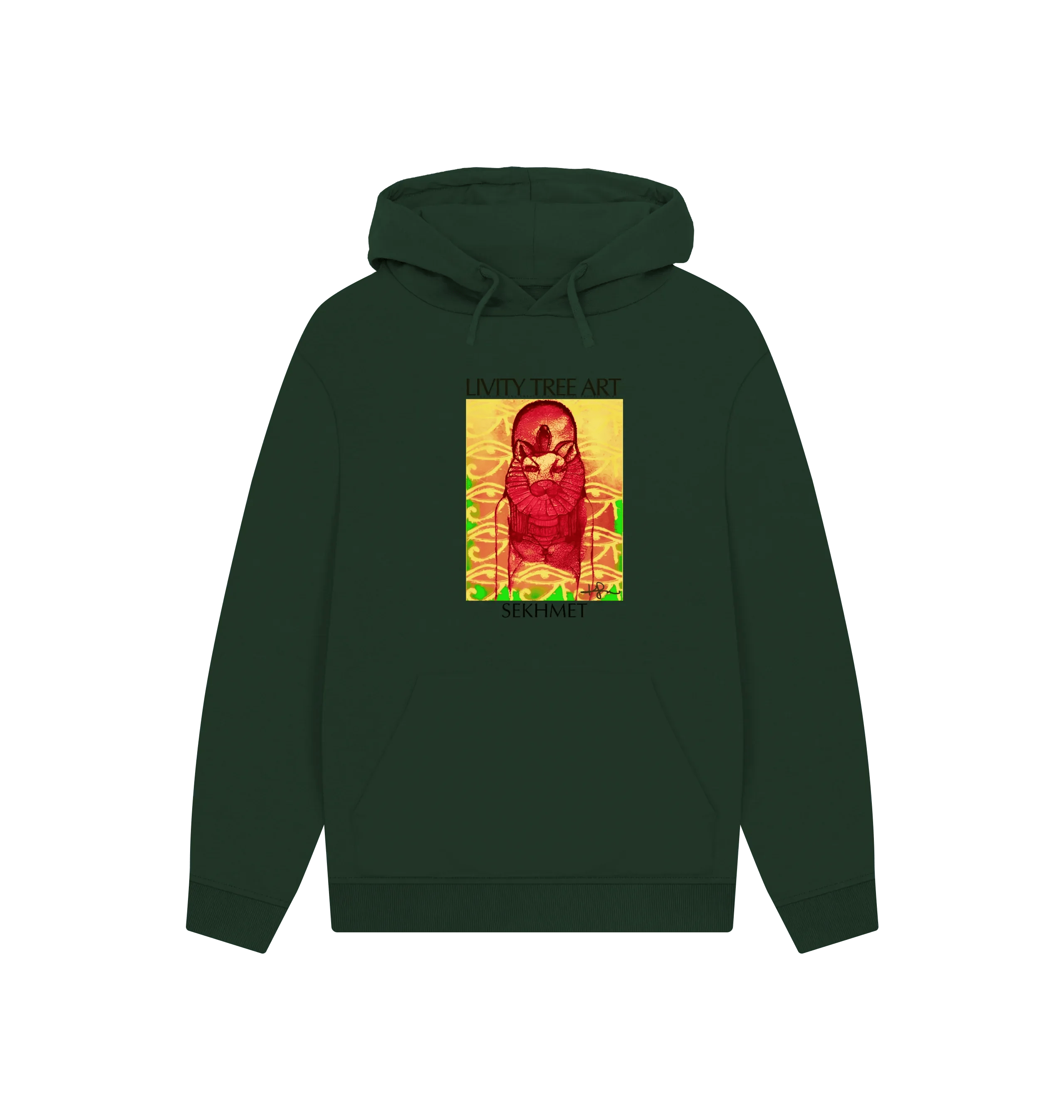 Rastafari Sekhmet Unisex Kangaroo Pocket Hoody - Livity Tree Art