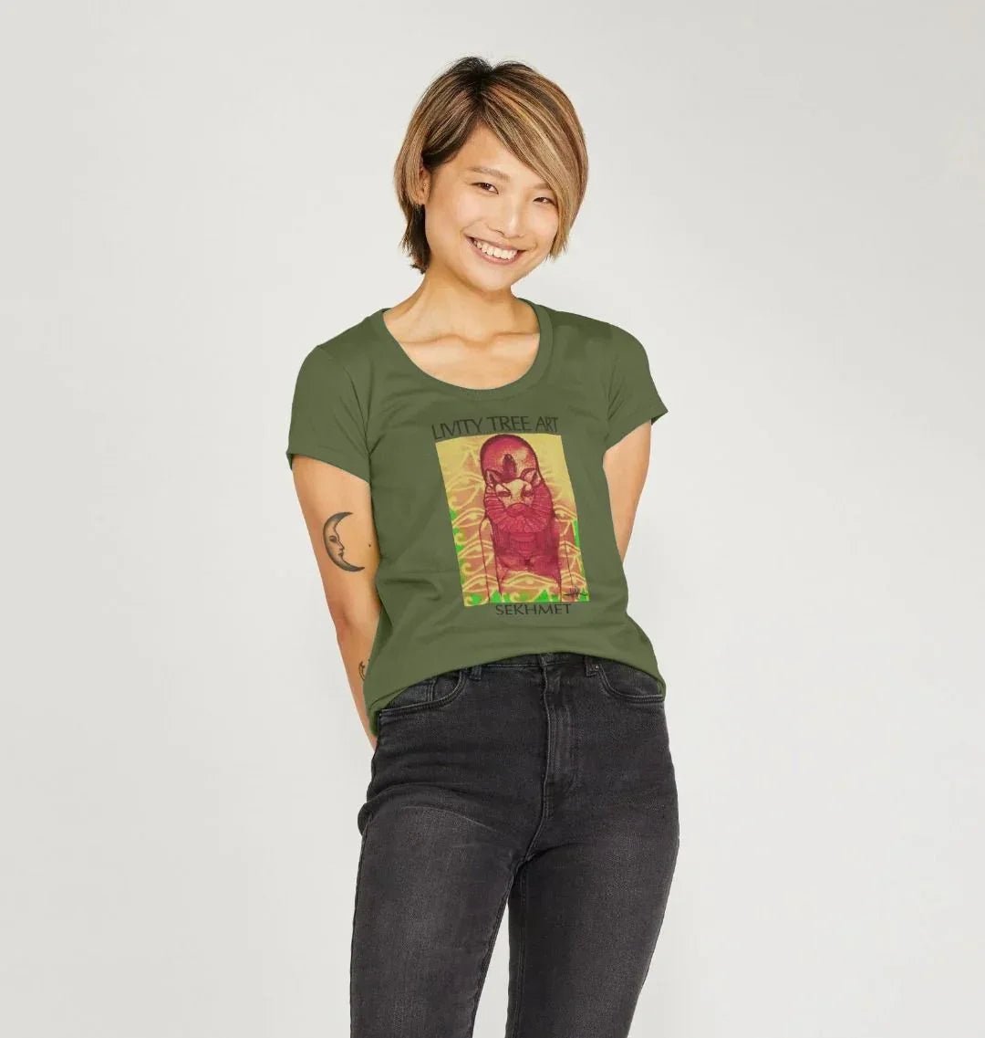 Rastafari Sekhmet Women's V-Neck T-shirt - Livity Tree Art