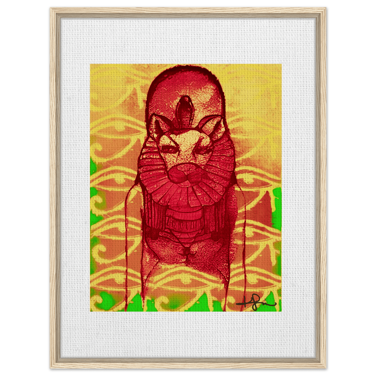 Rastafarian Sekhmet Reclaimed Framed Canvas - Livity Tree Art