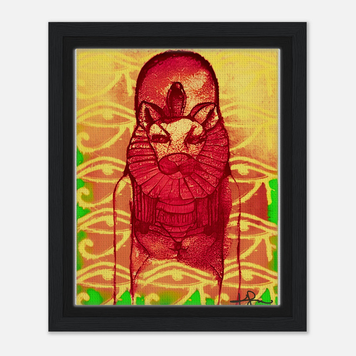 Rastafarian Sekhmet Reclaimed Framed Canvas - Livity Tree Art