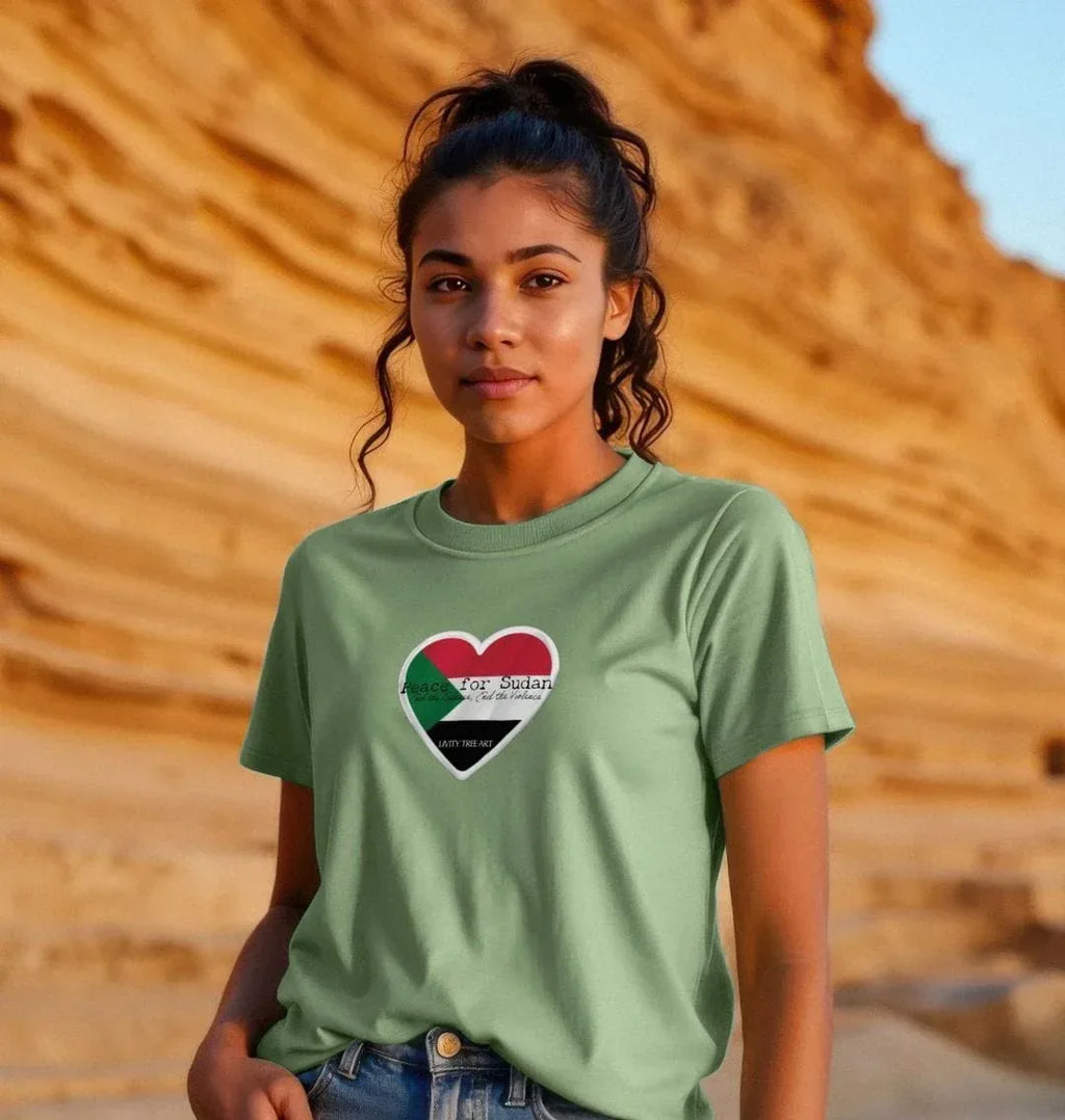 Peace for Sudan Woman's Plain T-shirt - Livity Tree Art
