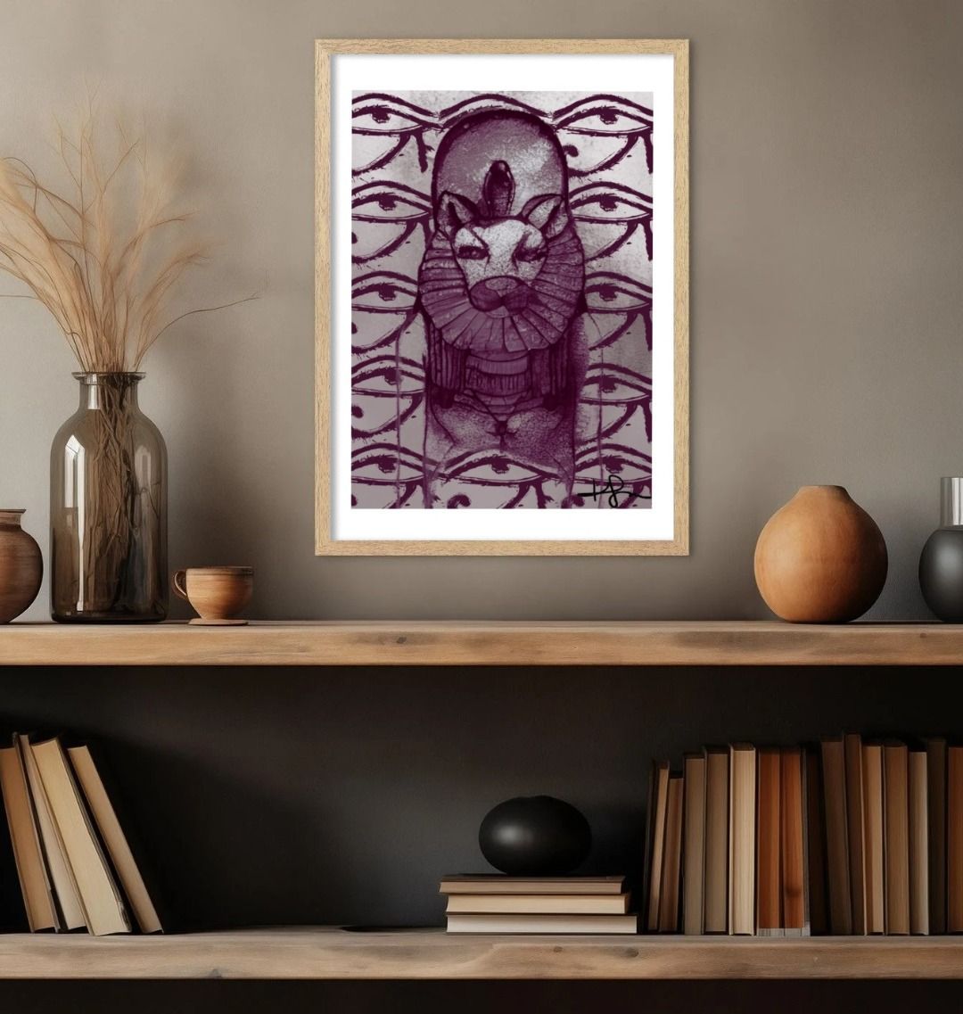Sekhmet The Eye of RA Portrait Art Print - Livity Tree Art