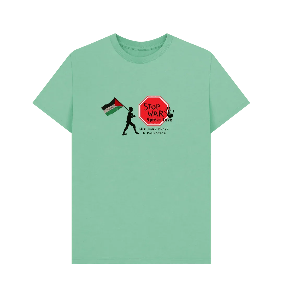 Stop War, Spread Love Palestine Unisex Plain T-shirt - Livity Tree Art