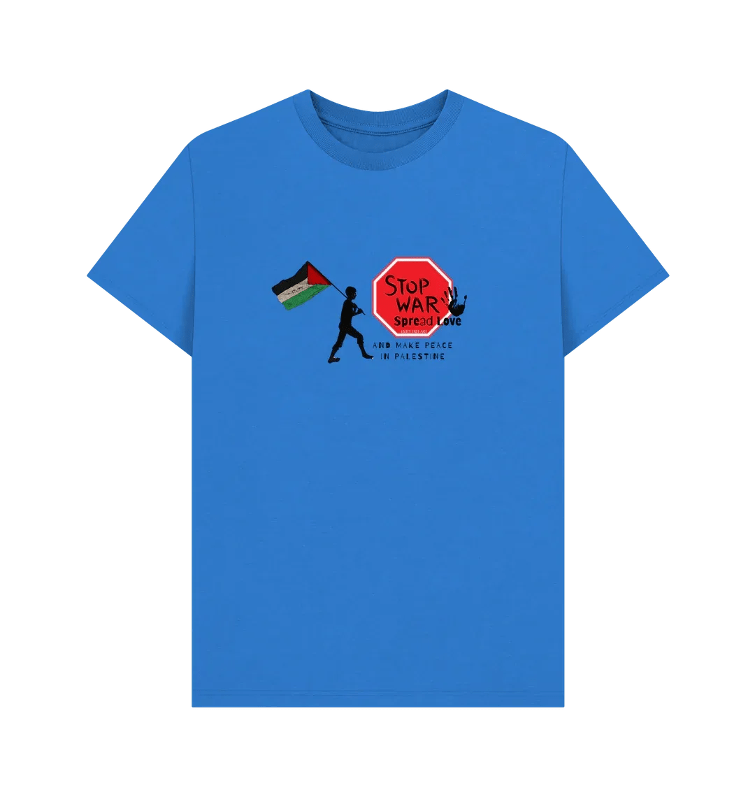 Stop War, Spread Love Palestine Unisex Plain T-shirt - Livity Tree Art