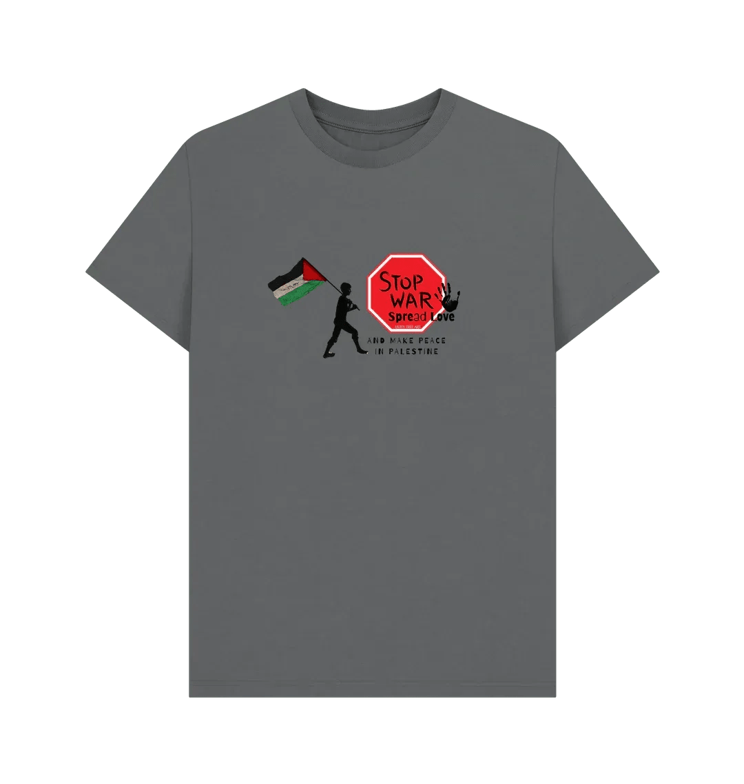 Stop War, Spread Love Palestine Unisex Plain T-shirt - Livity Tree Art