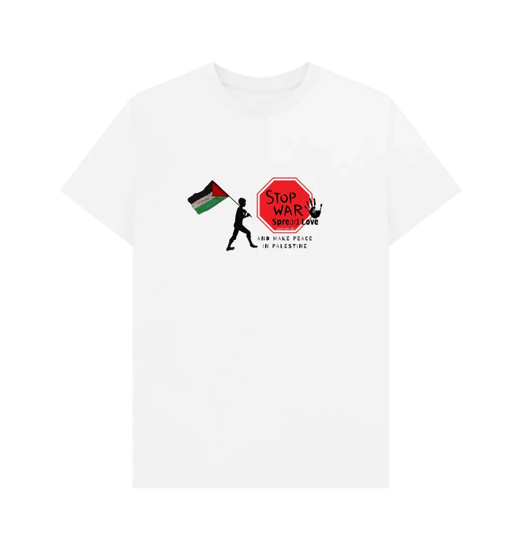 Stop War, Spread Love Palestine Unisex Plain T-shirt - Livity Tree Art