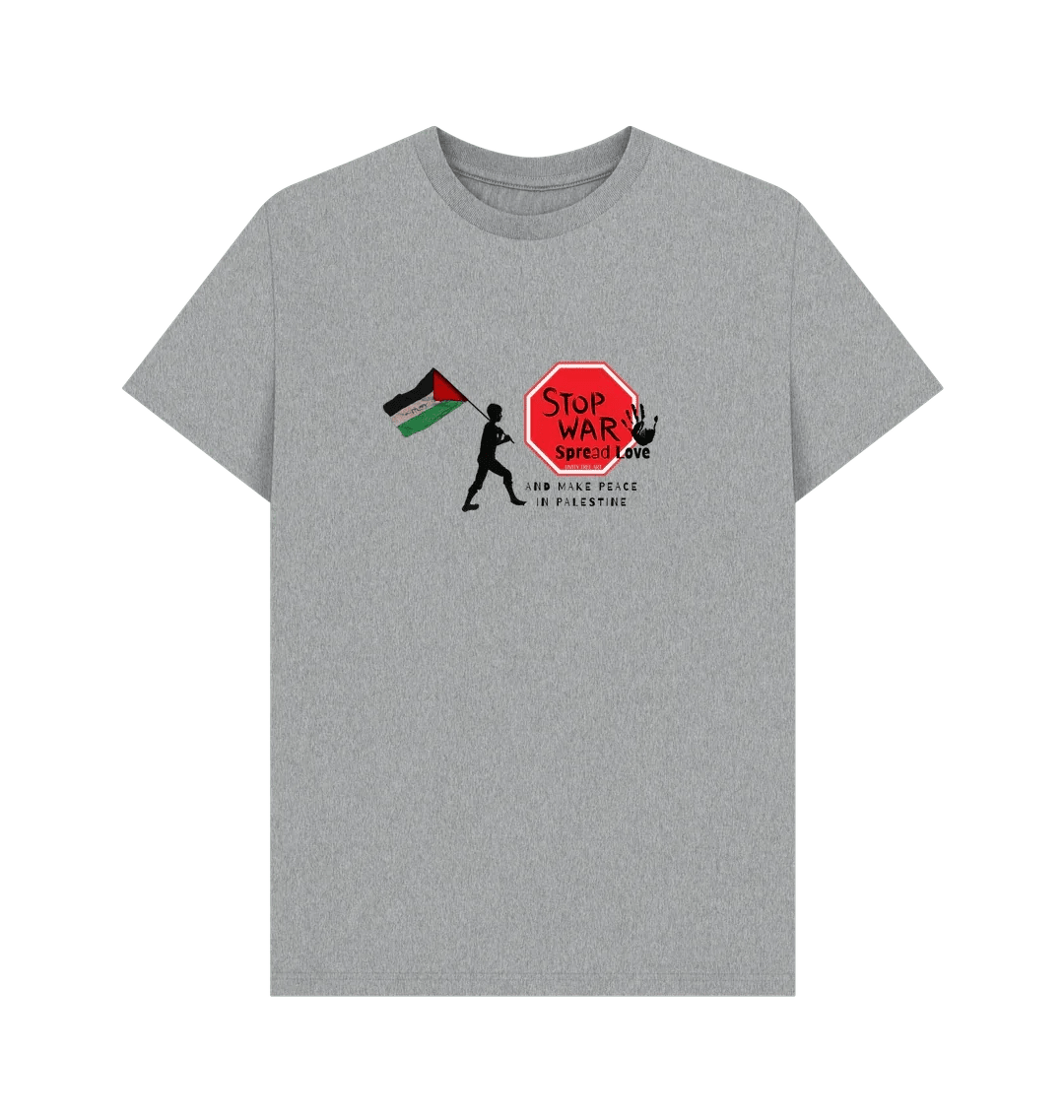 Stop War, Spread Love Palestine Unisex Plain T-shirt - Livity Tree Art