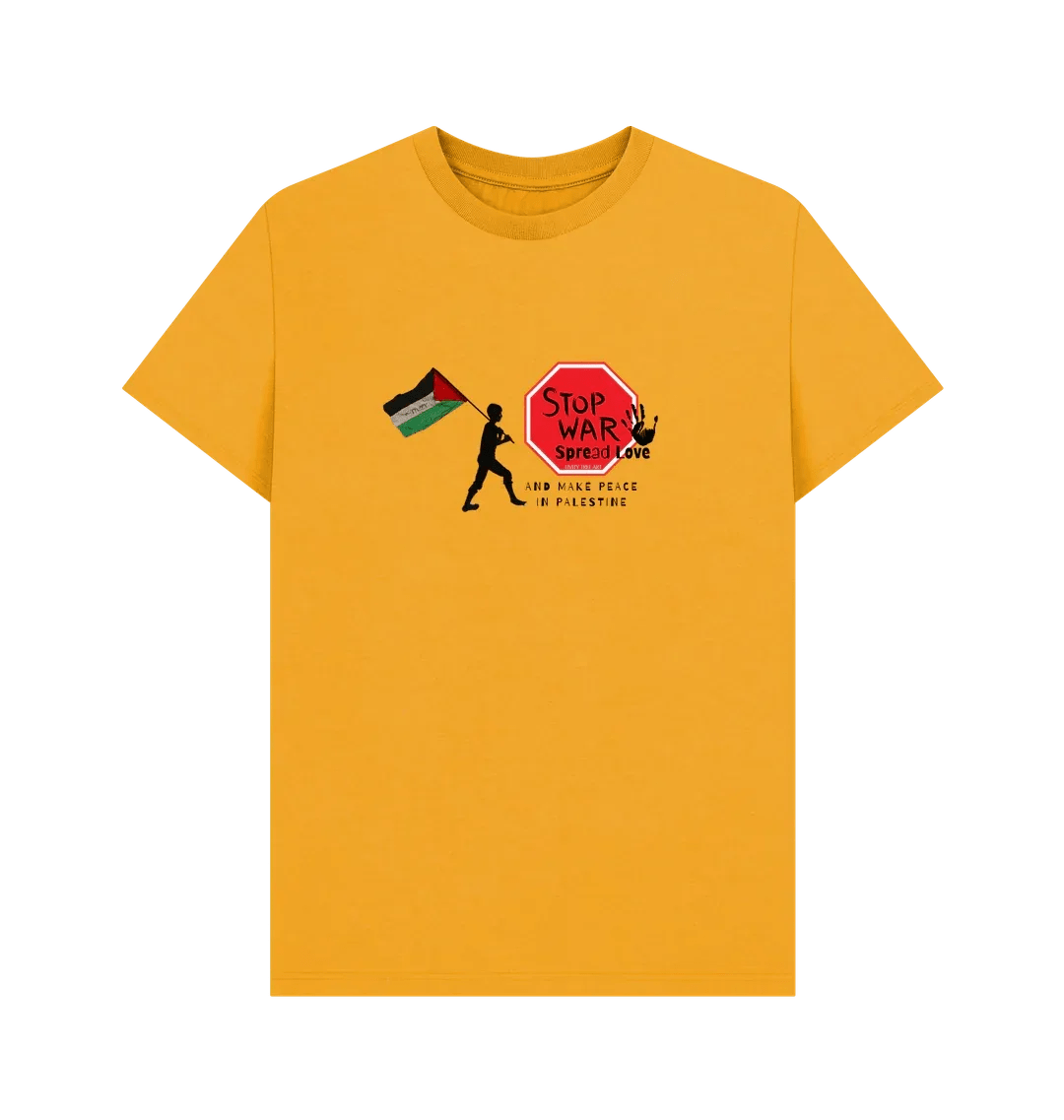 Stop War, Spread Love Palestine Unisex Plain T-shirt - Livity Tree Art