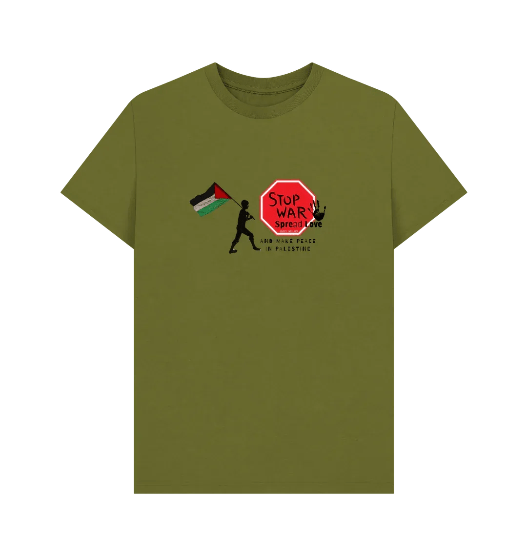 Stop War, Spread Love Palestine Unisex Plain T-shirt - Livity Tree Art