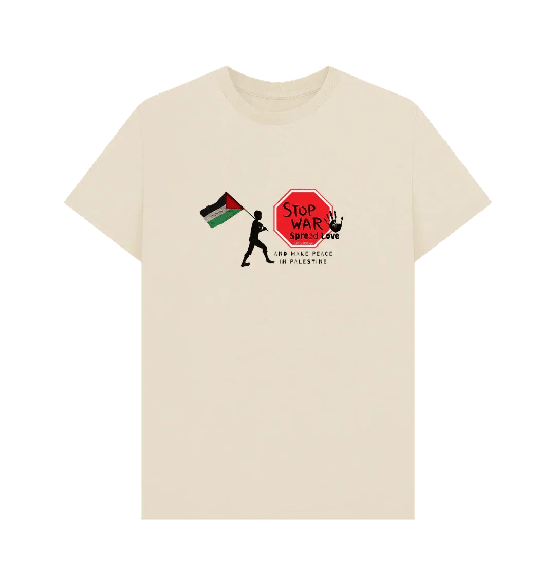 Stop War, Spread Love Palestine Unisex Plain T-shirt - Livity Tree Art