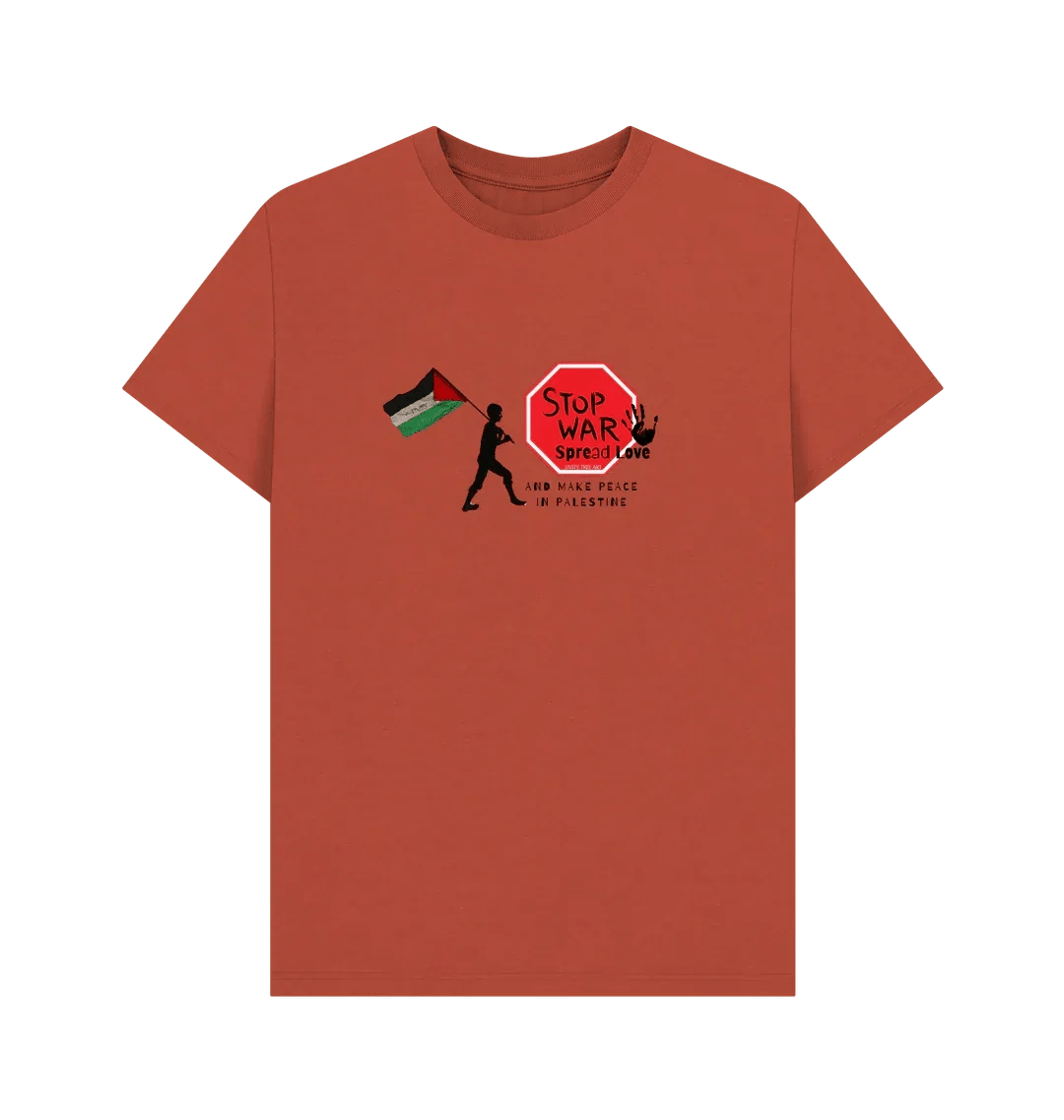 Stop War, Spread Love Palestine Unisex Plain T-shirt - Livity Tree Art