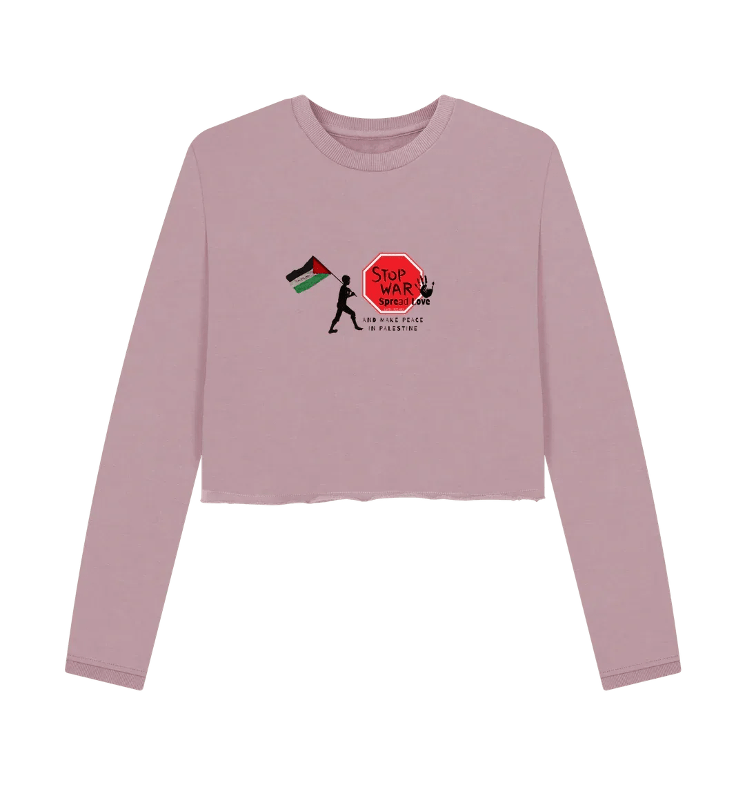 Stop War, Spread Love Palestine Women's Boxy Jumper - Livity Tree Art