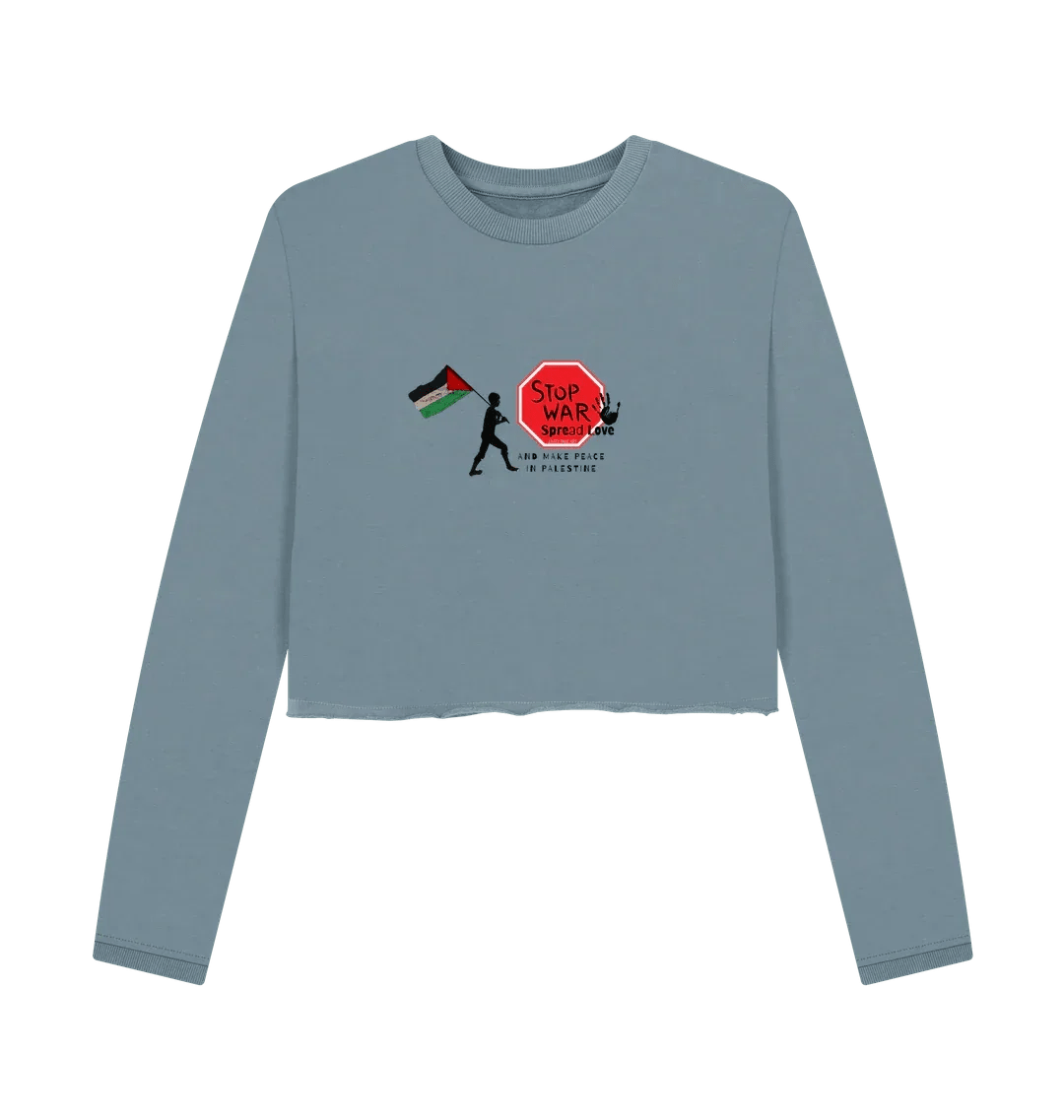 Stop War, Spread Love Palestine Women's Boxy Jumper - Livity Tree Art