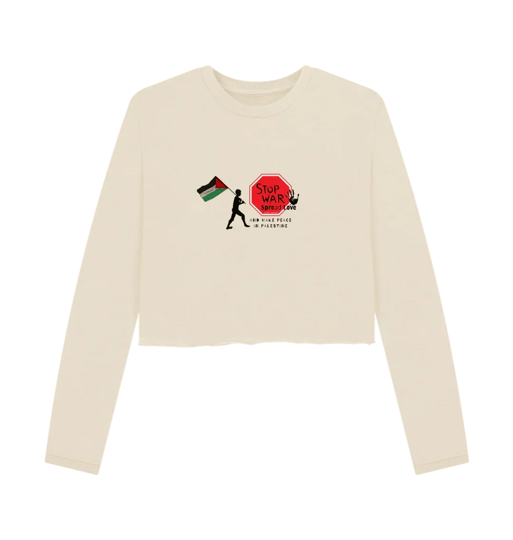 Stop War, Spread Love Palestine Women's Boxy Jumper - Livity Tree Art