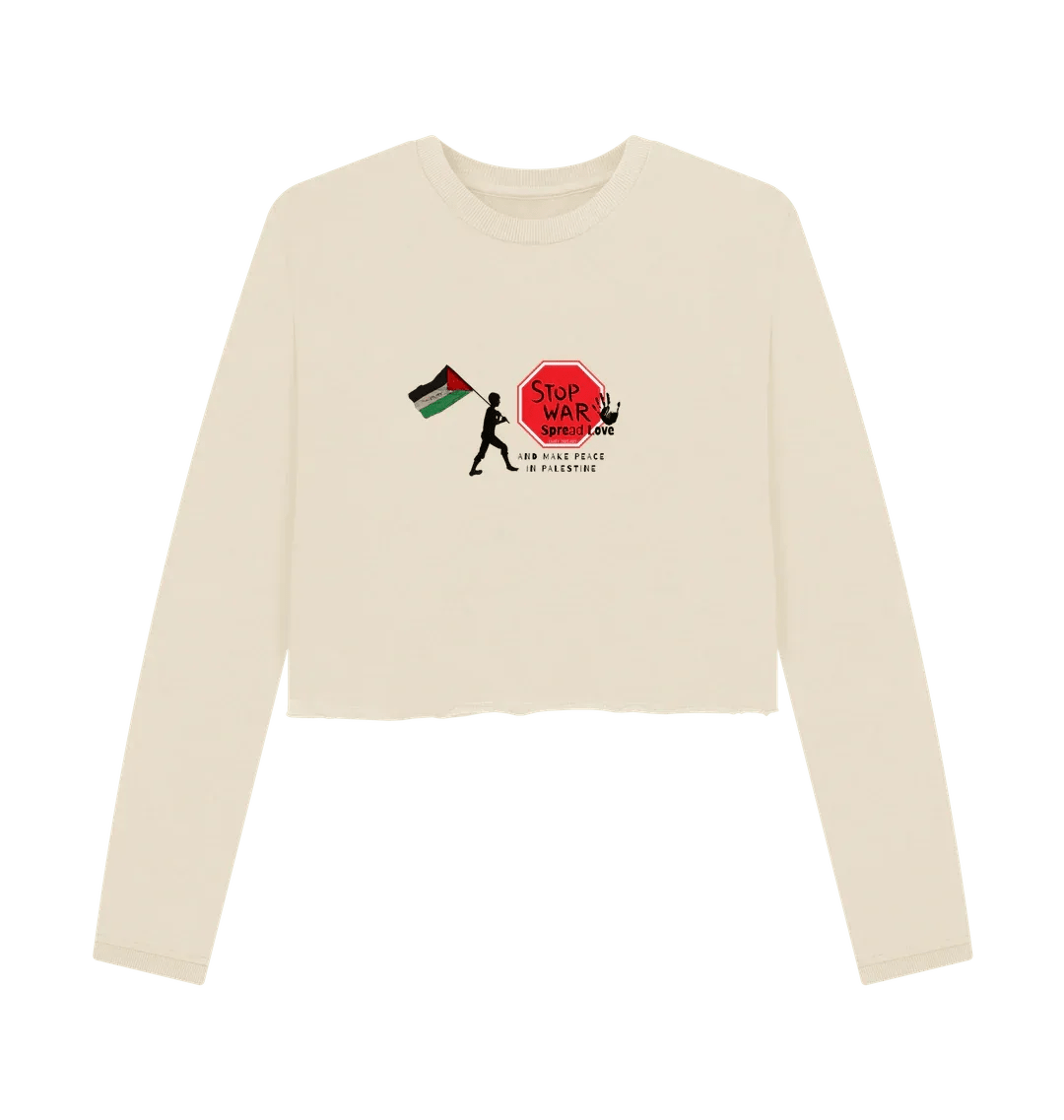 Stop War, Spread Love Palestine Women's Boxy Jumper - Livity Tree Art