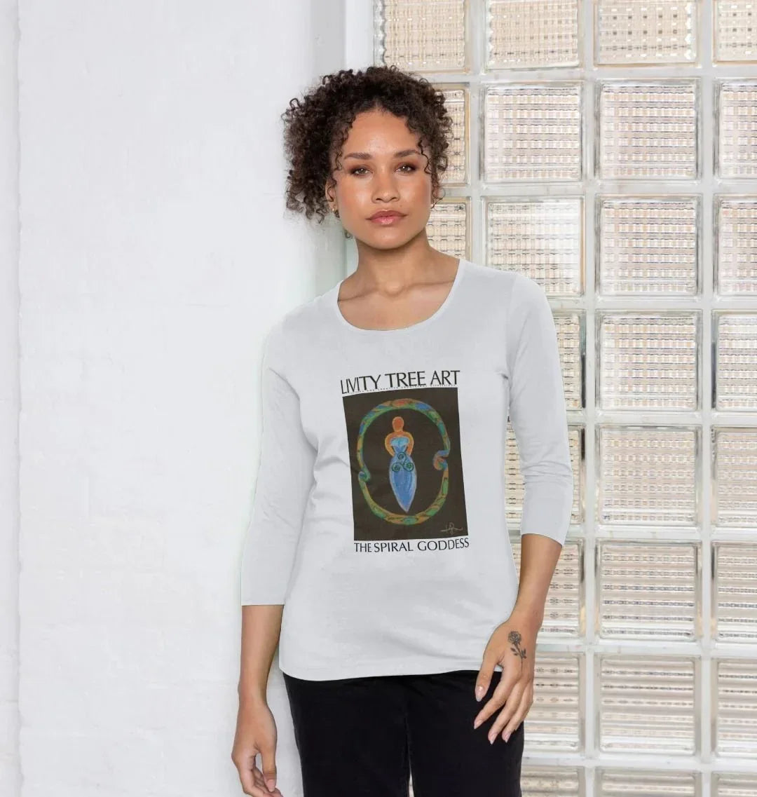 The Spiral Goddess Premium Certified Cotton Long Sleeve Tee - Livity Tree Art