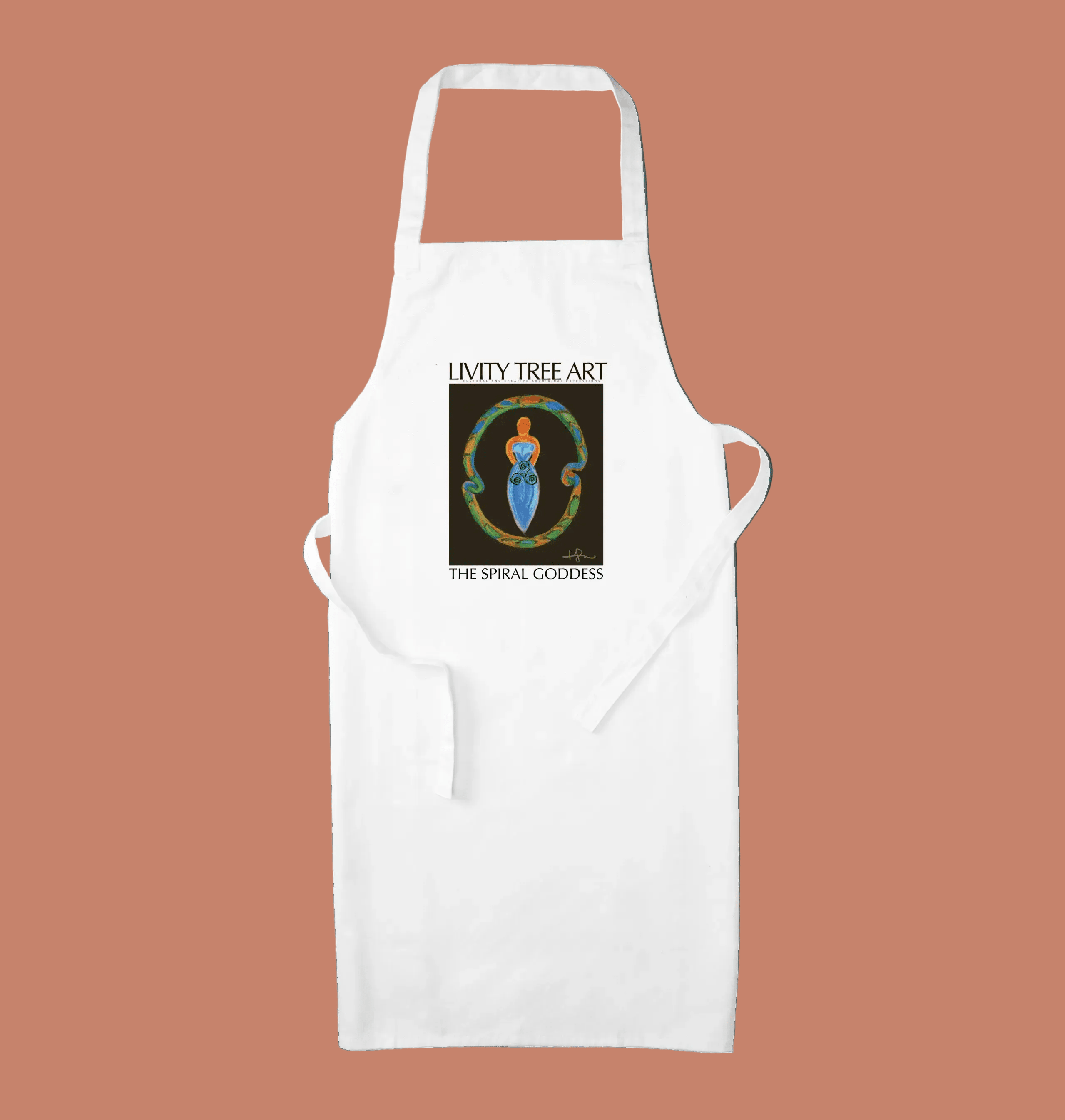 The Spiral Goddess Organic Cotton Apron - Livity Tree Art