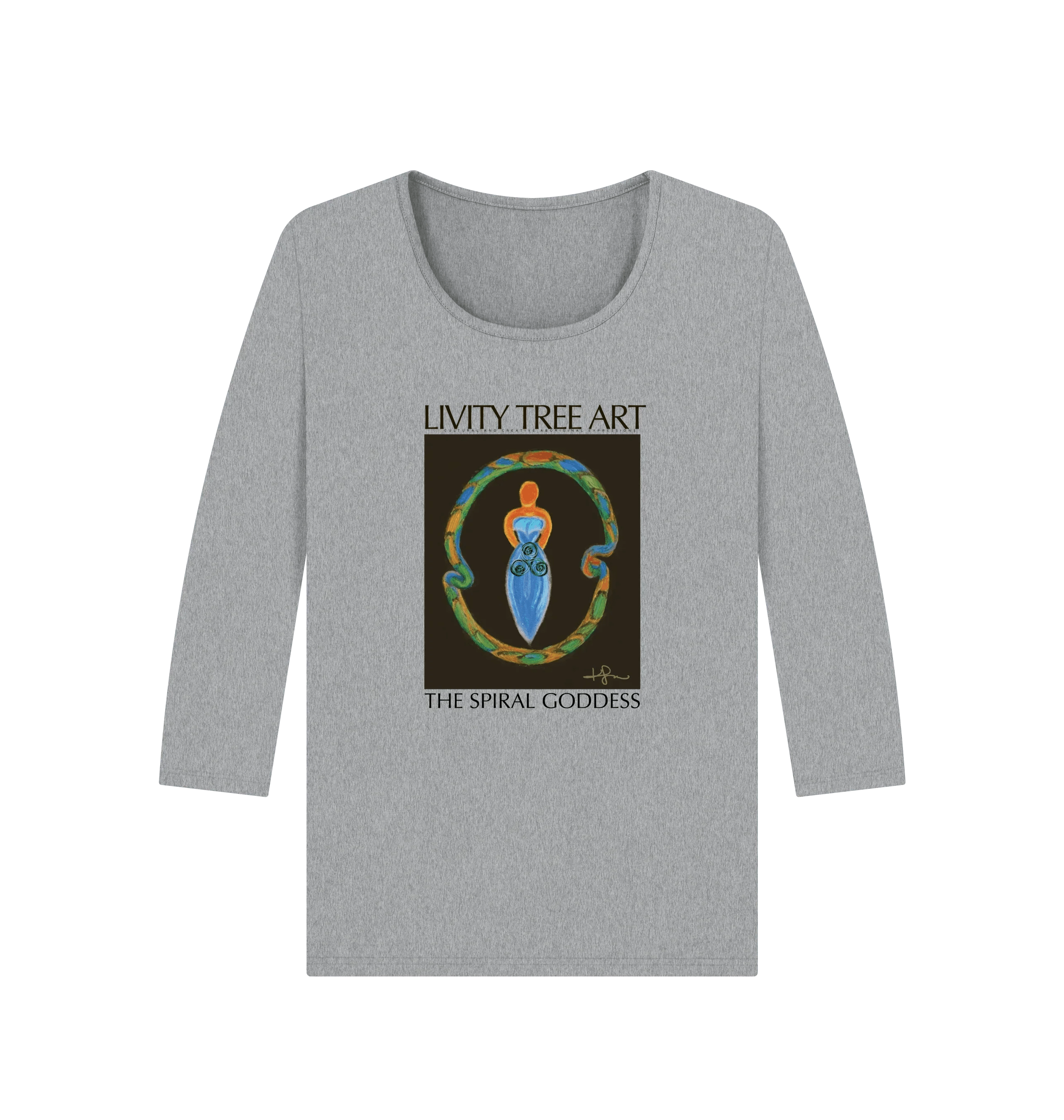 The Spiral Goddess Premium Certified Cotton Long Sleeve Tee - Livity Tree Art