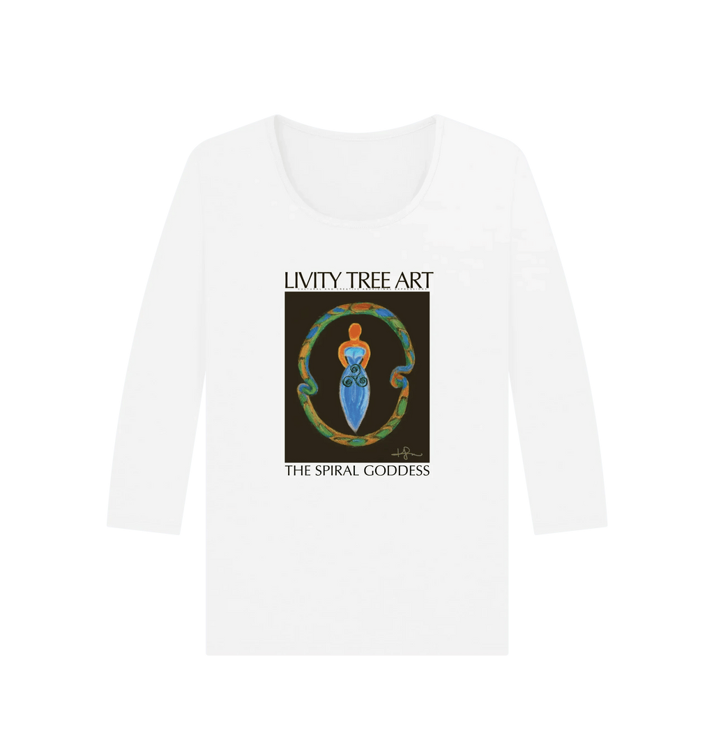 The Spiral Goddess Premium Certified Cotton Long Sleeve Tee - Livity Tree Art