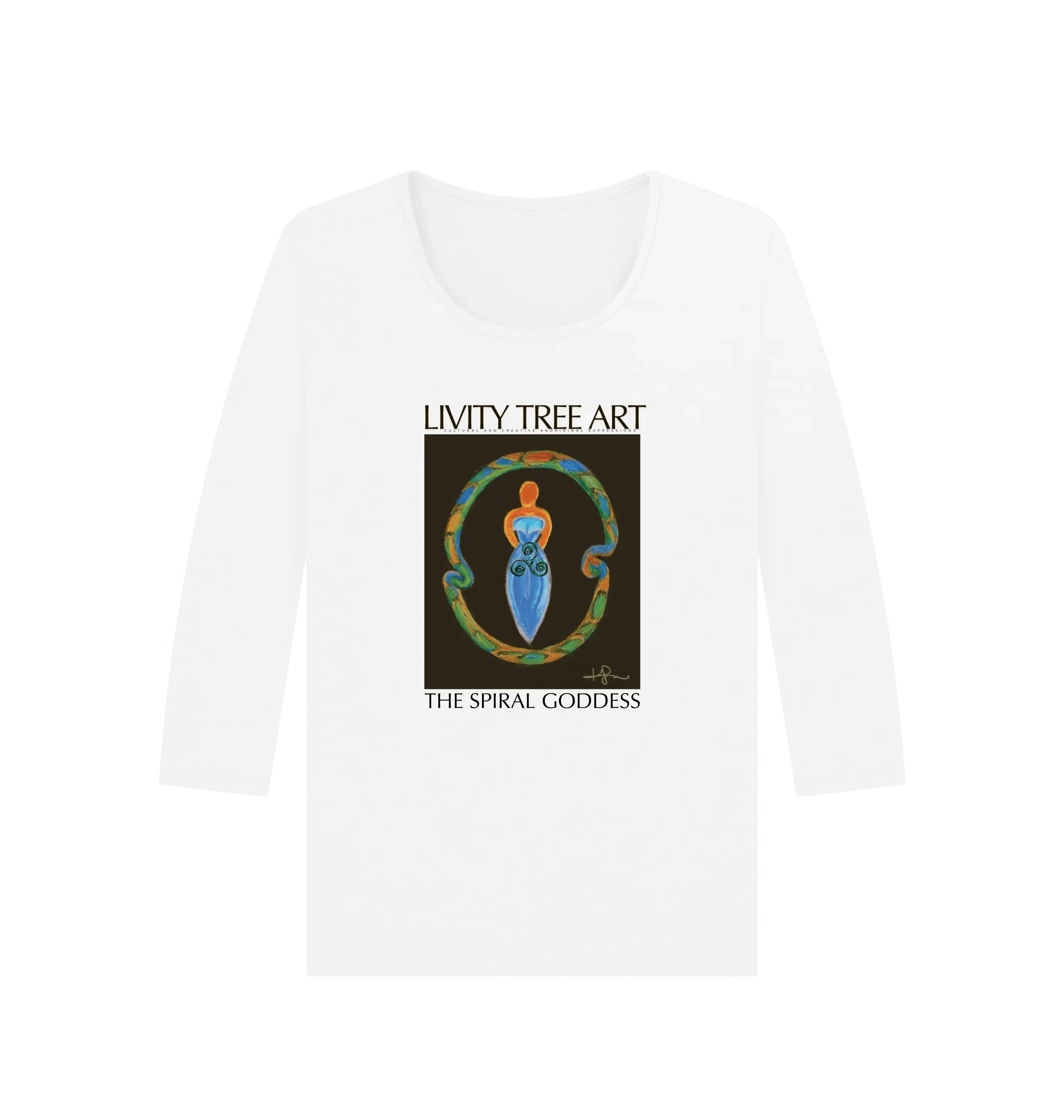 The Spiral Goddess Premium Certified Cotton Long Sleeve Tee - Livity Tree Art