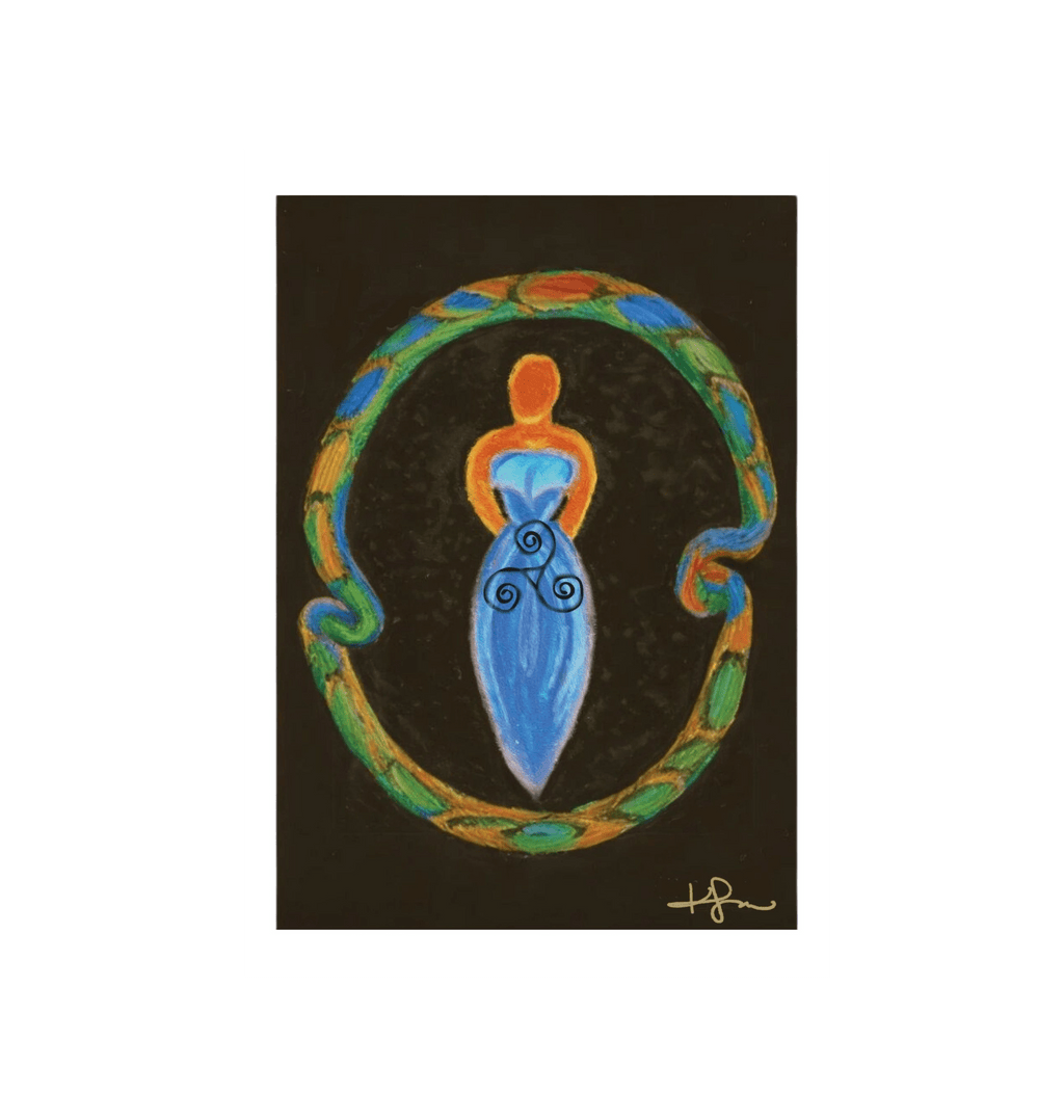 Triple Spiral Aboriginal Goddess | Portrait Art Print Framed - Livity Tree Art