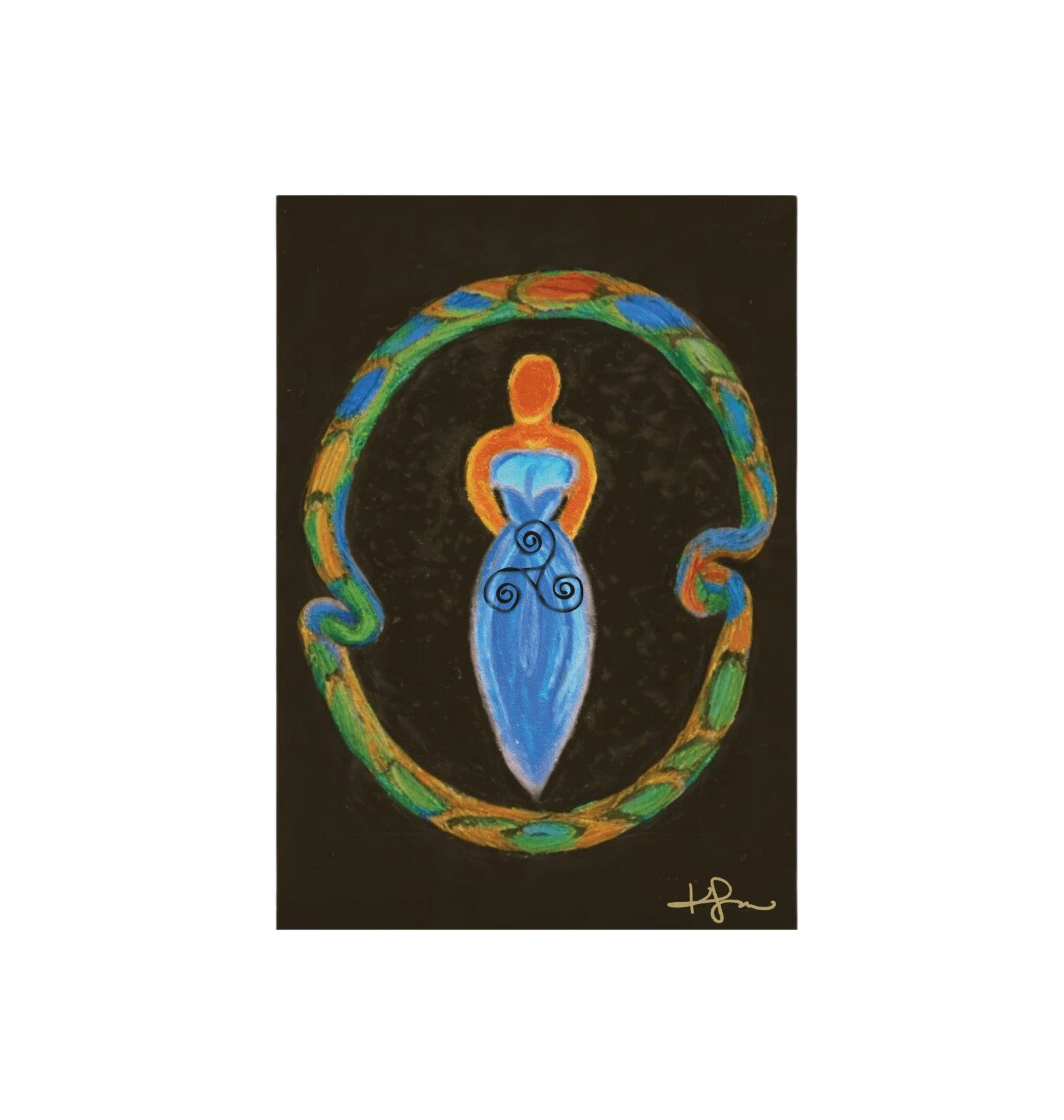 Triple Spiral Aboriginal Goddess | Portrait Art Print Framed - Livity Tree Art