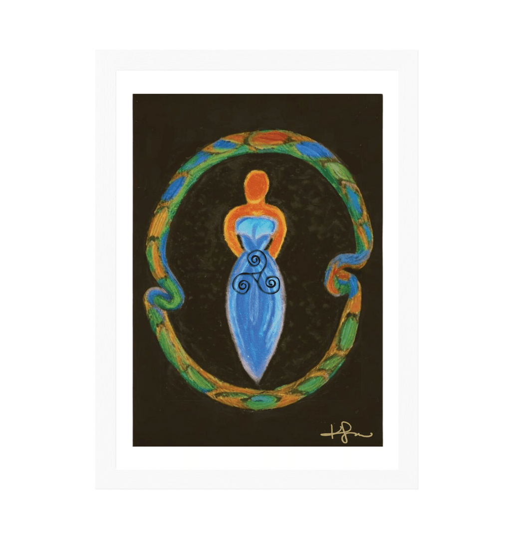 Triple Spiral Aboriginal Goddess | Portrait Art Print Framed - Livity Tree Art