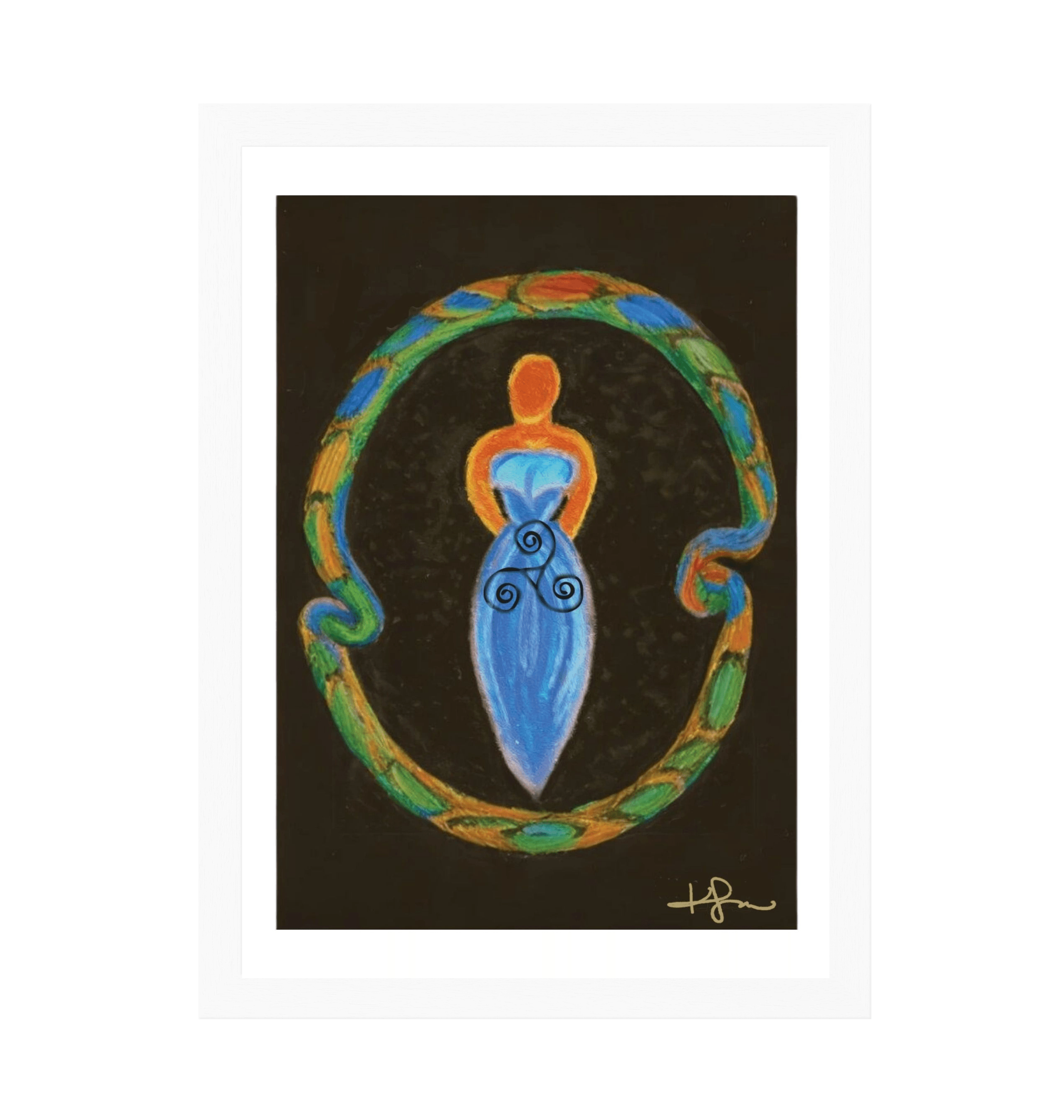 Triple Spiral Aboriginal Goddess | Portrait Art Print Framed - Livity Tree Art