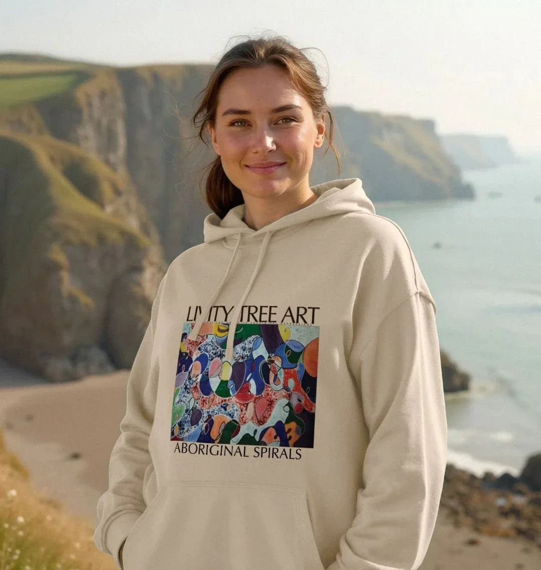 Aboriginal Spirals Unisex Kangaroo Pocket Hoody - Livity Tree Art