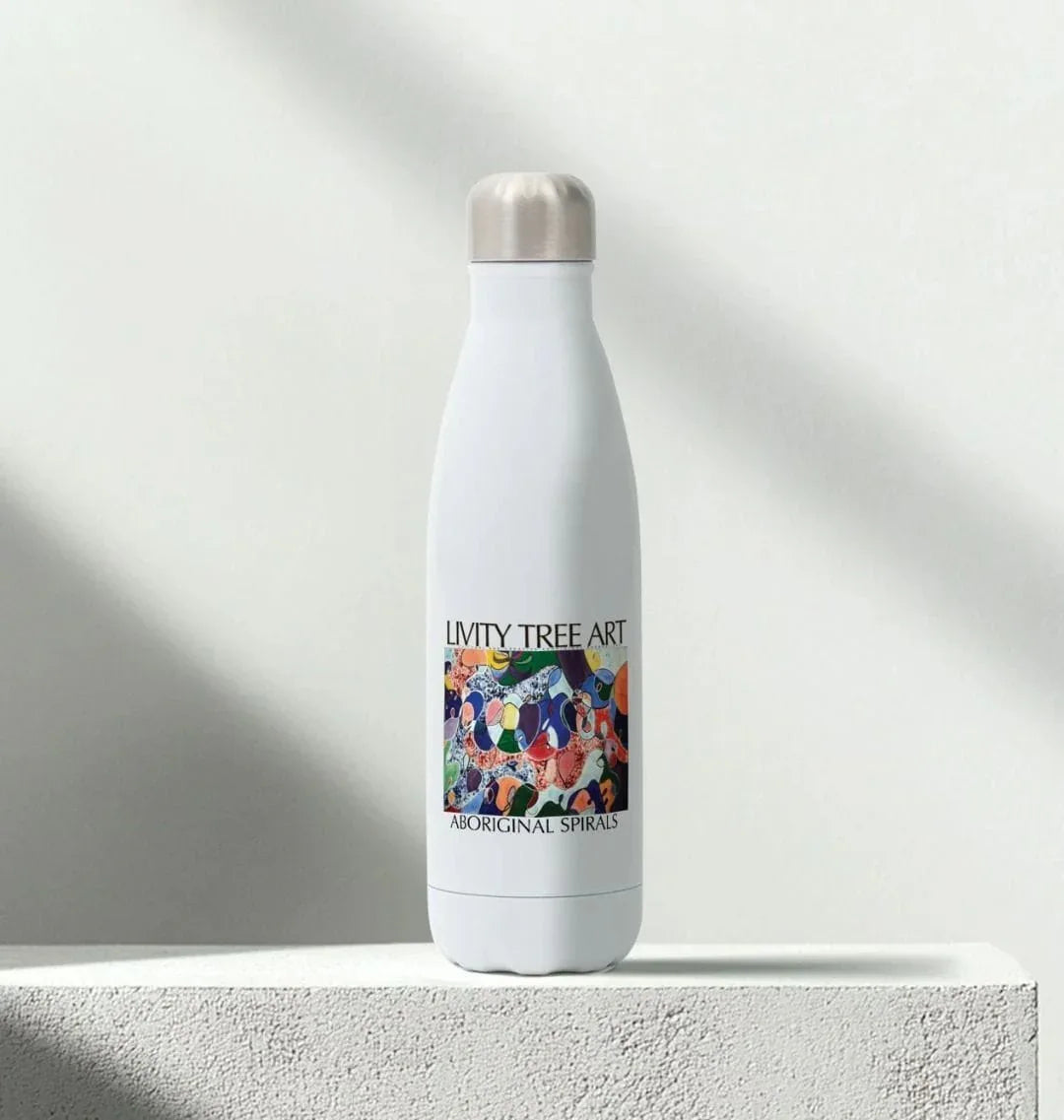 Aboriginal Spirals Stainless Steel Bottle - Livity Tree Art