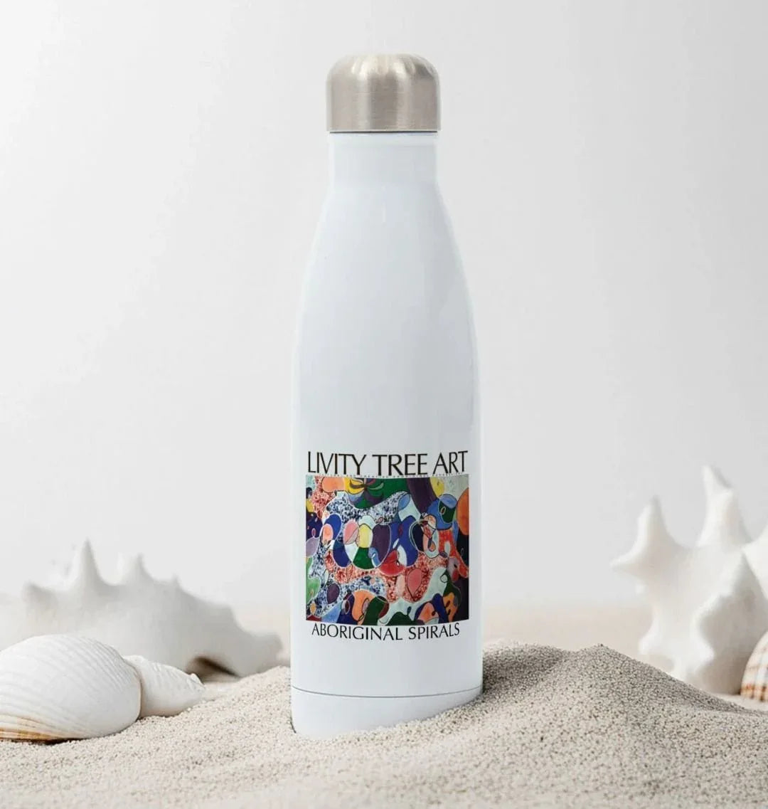 Aboriginal Spirals Stainless Steel Bottle - Livity Tree Art