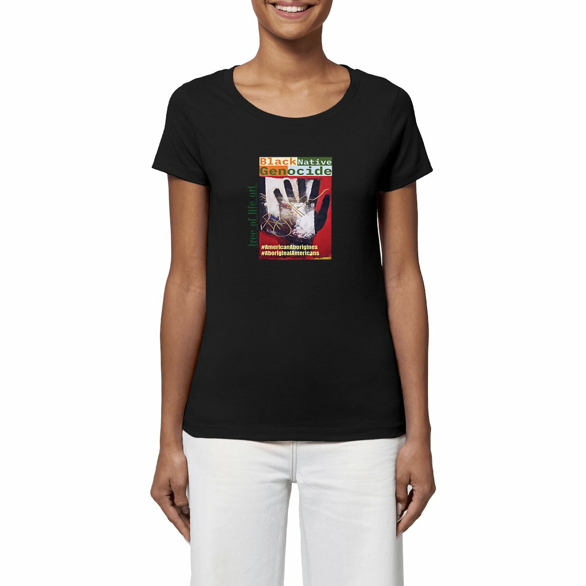 Black Native Genocide, Premium 100% Organic Cotton Women's Tshirt - Tree of Life Art