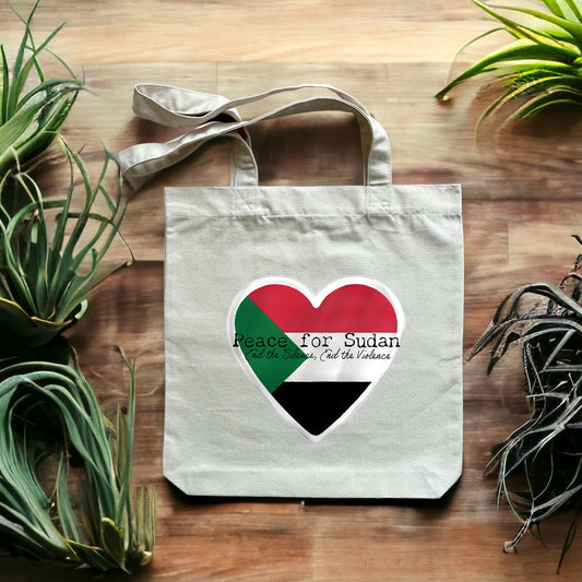 Peace for Sudan Tote - Heavyweight Premium Recycled Cotton | Tree of Life Art - Tree of Life Art