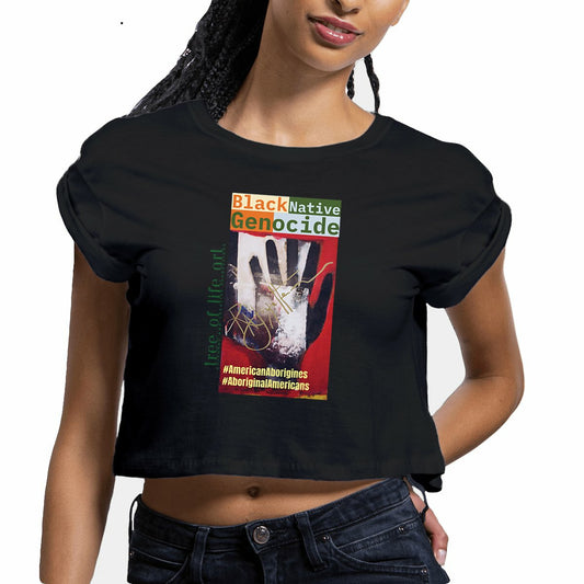 Black Native Genocide, Premium Women's Organic Cotton Crop Top | Tree of Life Art - Tree of Life Art