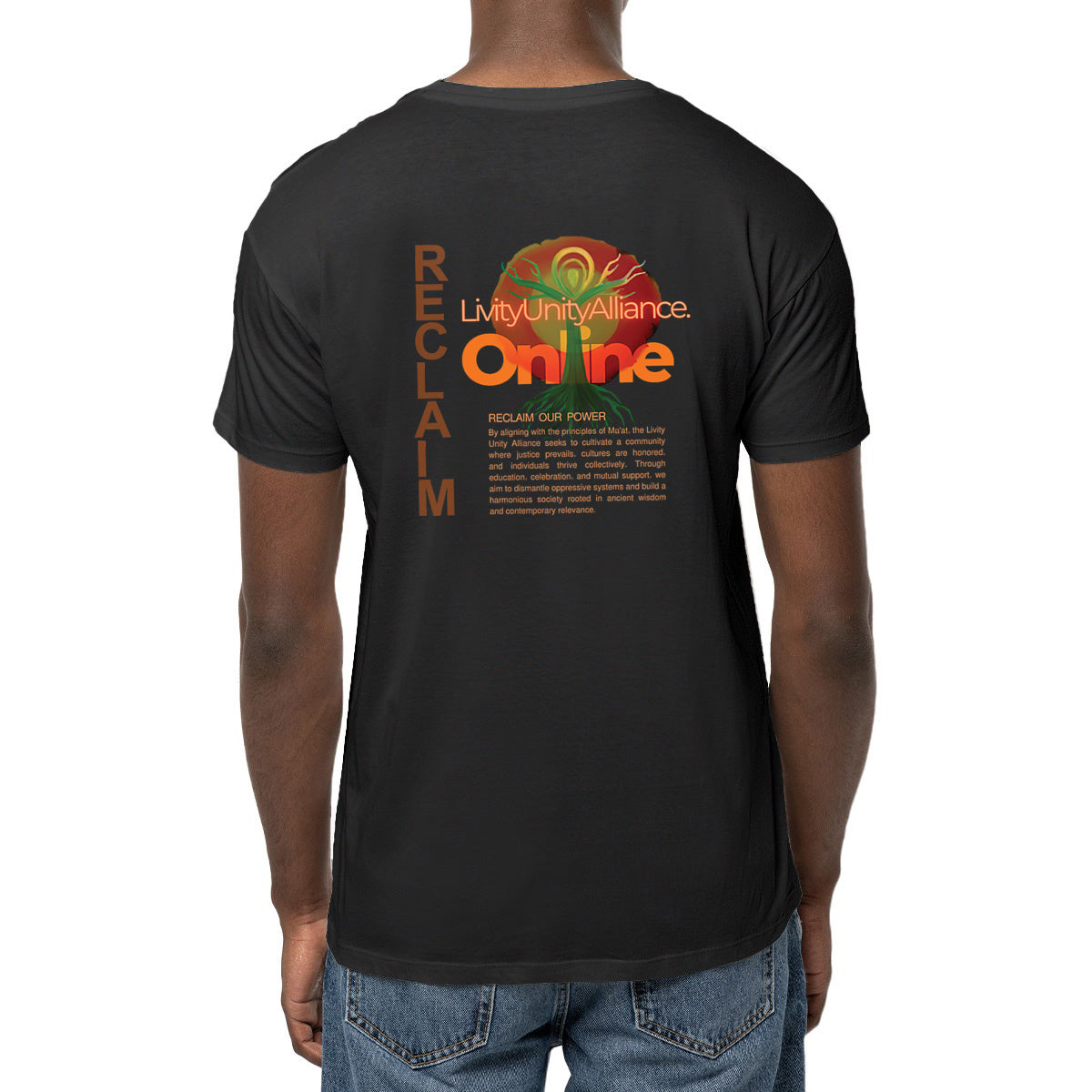 Reclaim Lightweight Unisex tee, front and back logo | Tree of Life Art - Tree of Life Art