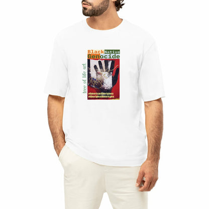 Black Native Genocide #1 Premium Men's Oversized Heavyweight T-shirt - 90% Organic Cotton | Tree of Life Art - Tree of Life Art