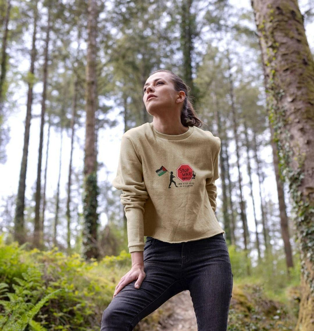 Stop War, Spread Love Palestine Women's Boxy Jumper - Livity Tree Art