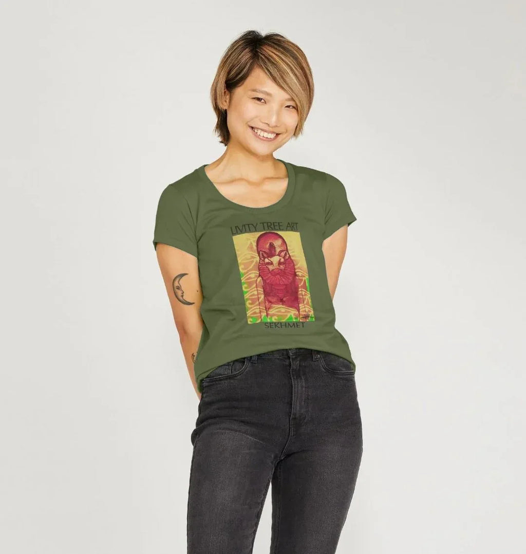 Rastafari Sekhmet Women's V-Neck T-shirt - Livity Tree Art