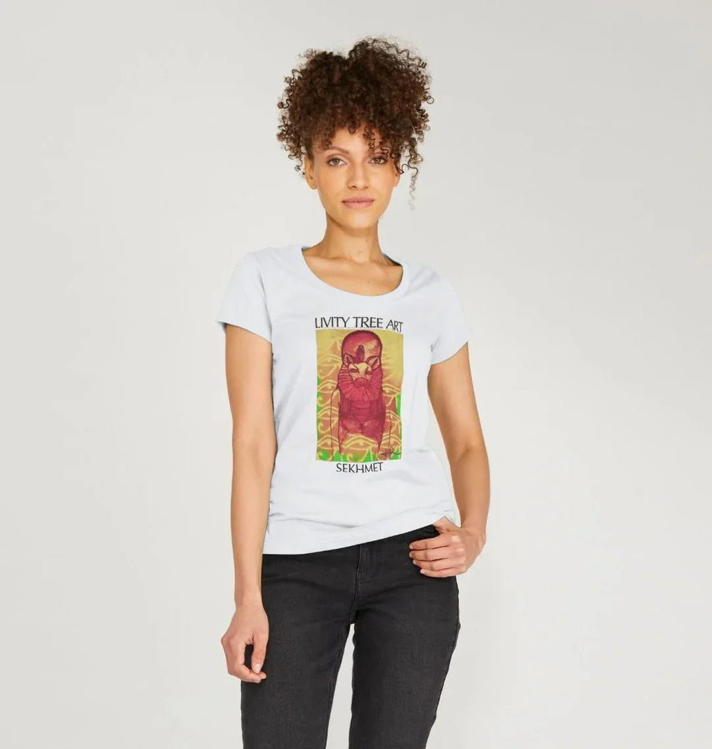 Rastafari Sekhmet Women's V-Neck T-shirt - Livity Tree Art