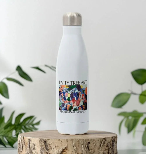 Aboriginal Spirals Stainless Steel Bottle - Livity Tree Art