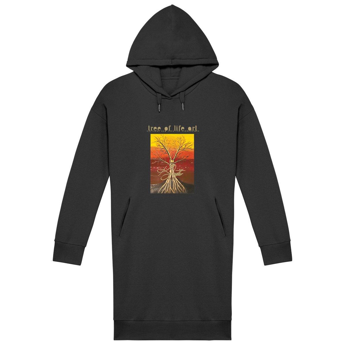 Tree of Life Premium Comfy Fit Hoodie Dress | XS-XL | 65% Organic Cotton 35% Recycled Polyester | Tree of Life Art - Tree of Life Art