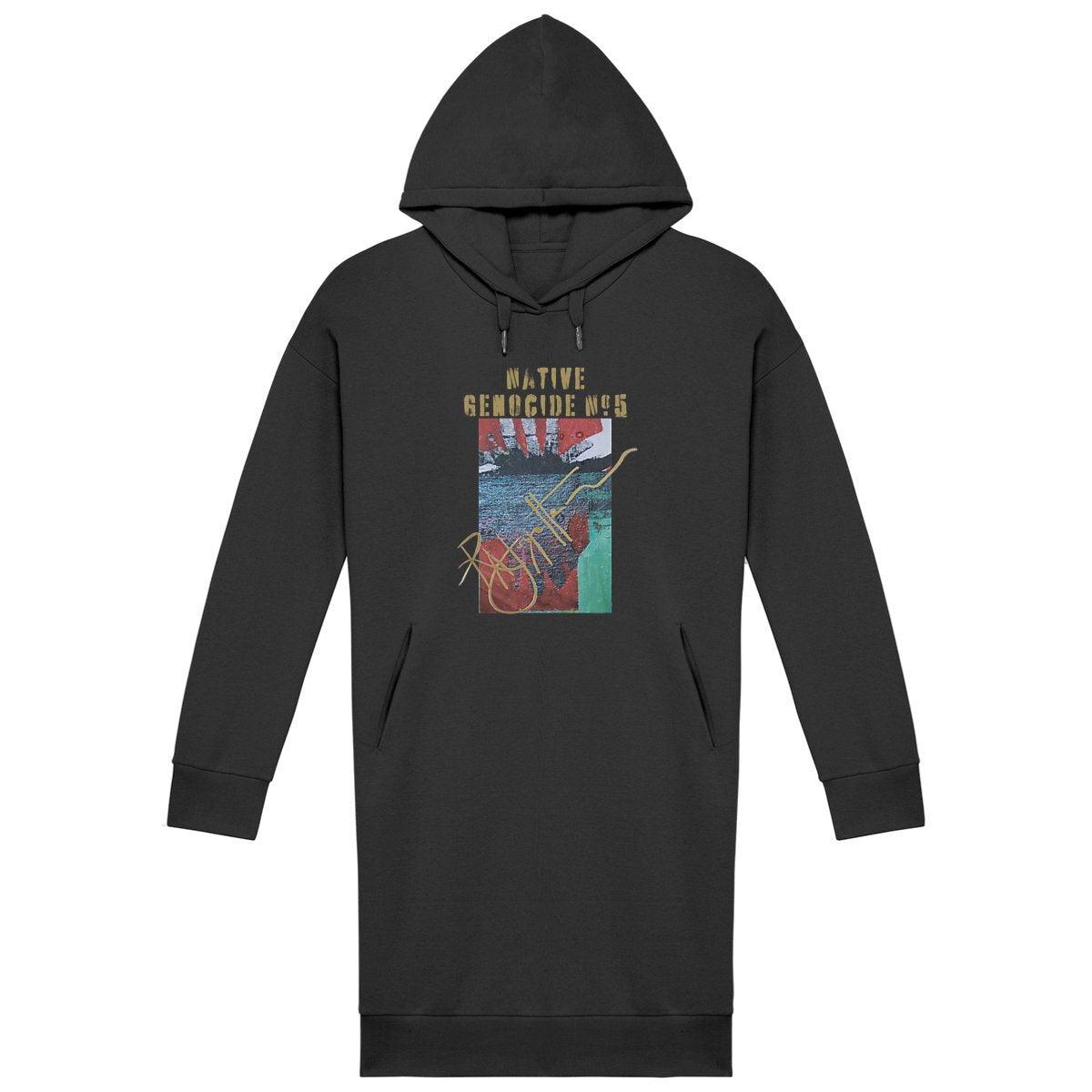Native Genocide #5 Premium Comfy Fit Hoodie Dress - Organic Cotton & Recycled Polyester | Tree of Life Art - Tree of Life Art