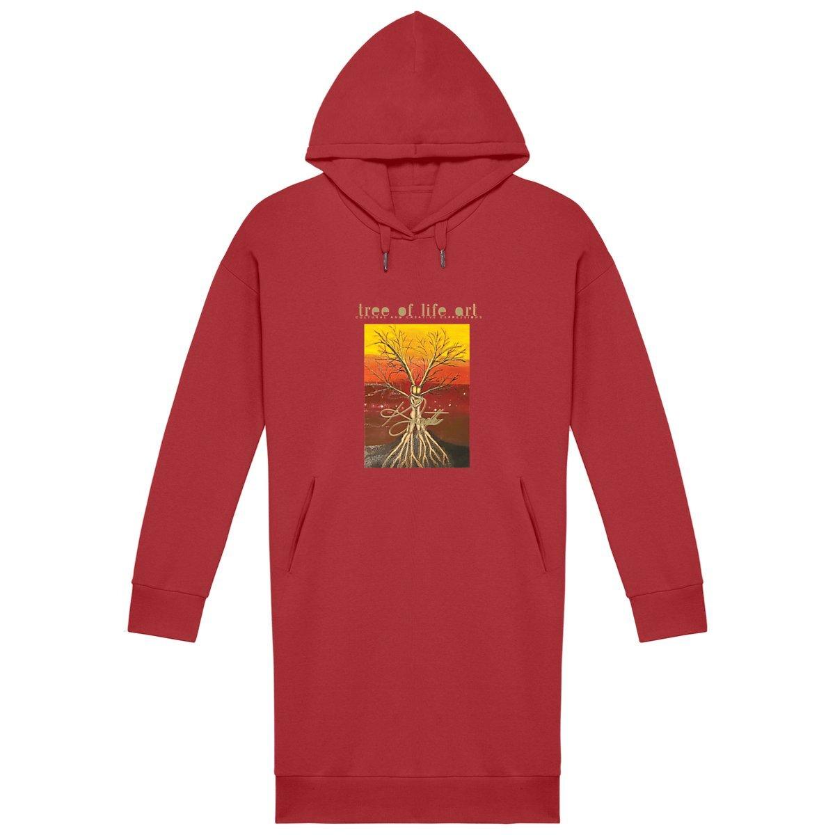Tree of Life Premium Comfy Fit Hoodie Dress | XS-XL | 65% Organic Cotton 35% Recycled Polyester | Tree of Life Art - Tree of Life Art
