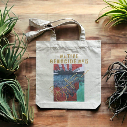 Native Genocide #5 Premium Heavyweight Totebag, Indigenous Art | Tree of Life Art - Tree of Life Art
